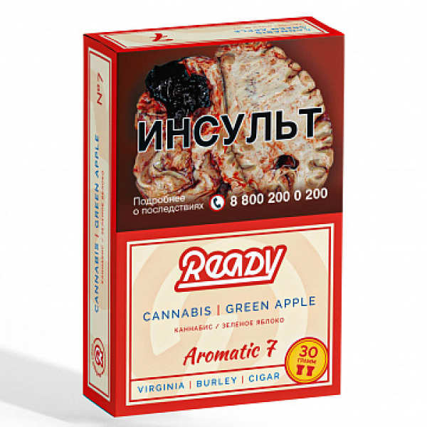 Табак READY №7 CANNABIS GREEN APPLE (Травяной Зелёное яблоко) 30 гр в Калининграде
