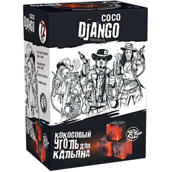 Уголь Coco Django 25мм для кальяна - 1кг (72 шт) в Калининграде