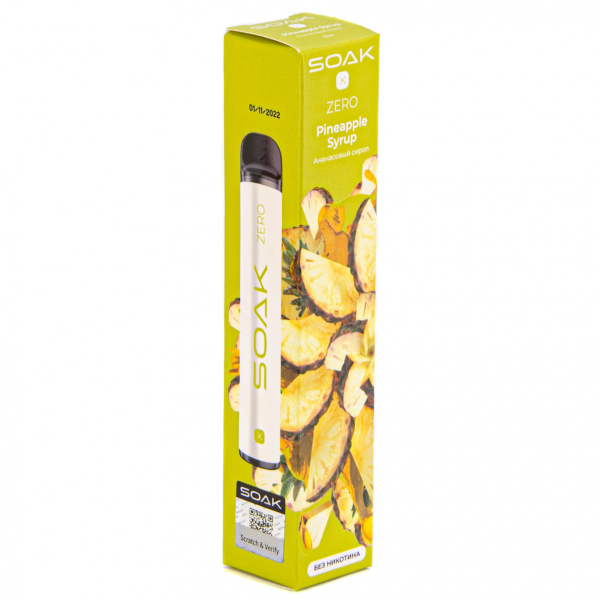 SOAK X ZERO Pineapple syrup 1500 затяжек (без никотина) в Калининграде
