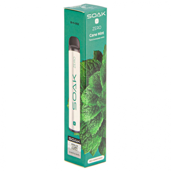 SOAK X ZERO Cane mint 1500 затяжек (без никотина) в Калининграде