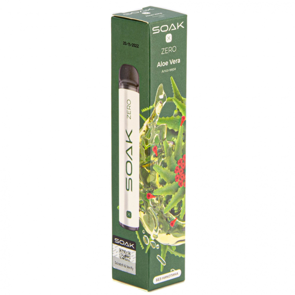 SOAK X ZERO Aloe vera 1500 затяжек (без никотина) в Калининграде