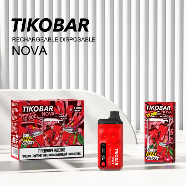 Электронка Tikobar Nova Кислая Вишневая Шипучка 10000 Затяжек в Калининграде
