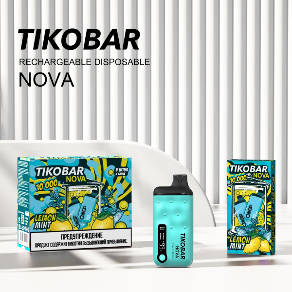 Электронка Tikobar Nova Лимон Мята 10000 Затяжек в Калининграде