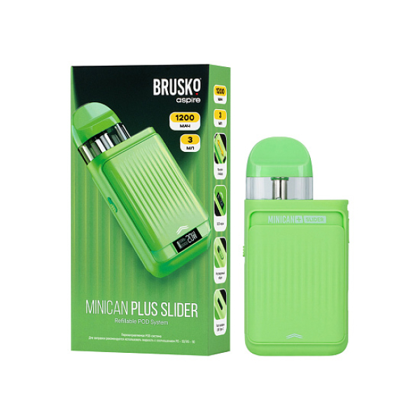 POD-система Brusko Minican Plus Slider Зелёный в Калининграде