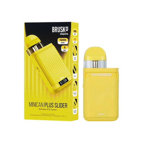 POD-система Brusko Minican      Plus Slider Жёлтый в Калининграде